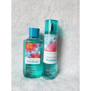 Set o 2 Bath and Body Works Endless Weekend Shower Gel Body Spray Mist